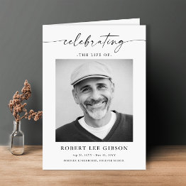 Small Minimalist Photo Funeral Order Of Service Folded Program Front View