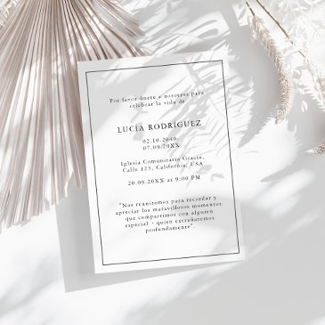 minimalist spanish funeral celebracion memorial invitation