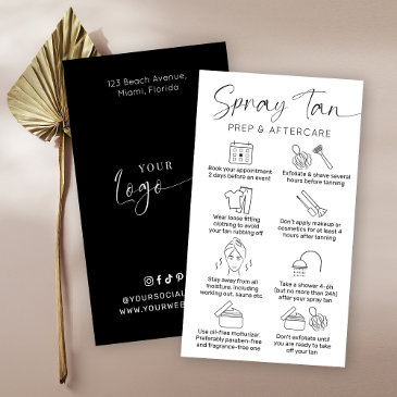 minimalist tanning salon aftercare instructions business invitations
