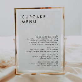 Small Minimalist Wedding Dessert Bar Cupcake Menu Sign Invitation Front View