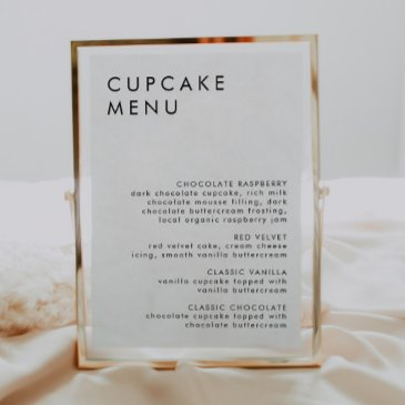 minimalist wedding dessert bar cupcake menu sign invitation