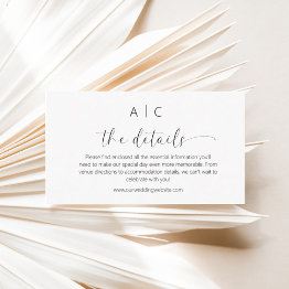 Small Minimalist Wedding Details Enclosure Invitations Front View