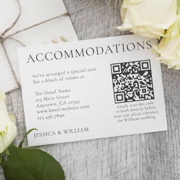 minimalist wedding hotel accommodation qr code enclosure invitations
