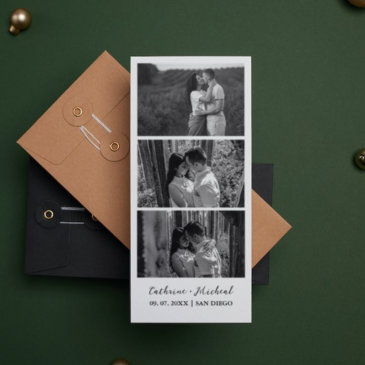 minimalist wedding photo booth strip frame save the date