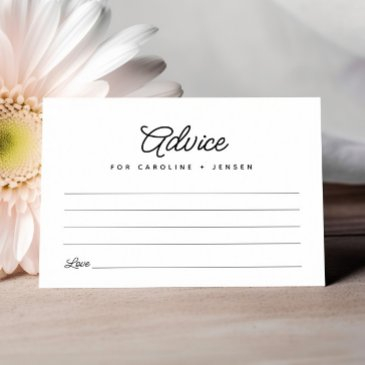 minimalist wedding shower marriage advice card