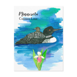Small Minnesota Common Loon Watercolor Lake Postinvitations Front View