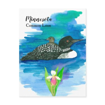 minnesota common loon watercolor lake postinvitations