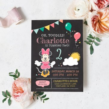 minnie mouse 2nd birthday chalkboard invitation