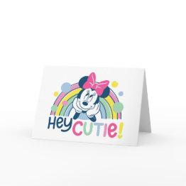 Small Minnie Mouse Rainbow - Hey Cutie Invitations Front View