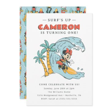 minnie mouse surf's up summer birthday invitation