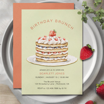 mint green pancakes | cute modern birthday brunch invitation