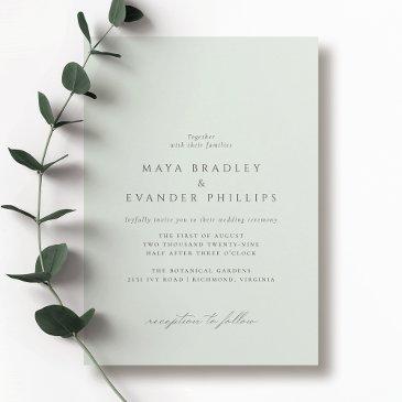 mint seafoam | formal light green wedding invitation