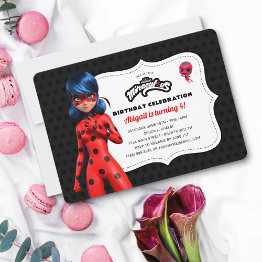 Small Miraculous Ladybug Birthday Invitation Front View