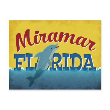 miramar florida dolphin retro vintage travel postinvitations