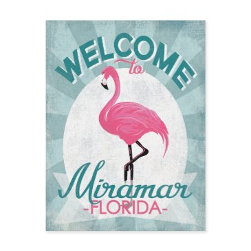 miramar florida pink flamingo retro postinvitations