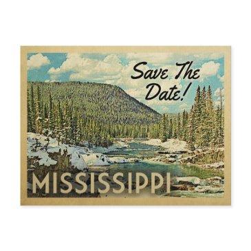 mississippi save the date mountains river snow announcement postinvitations