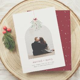 Small Mistletoe Magic | Minimalist Arch Photo Christmas Holiday Invitations Front View