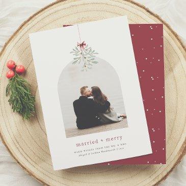 mistletoe magic | minimalist arch photo christmas holiday invitations