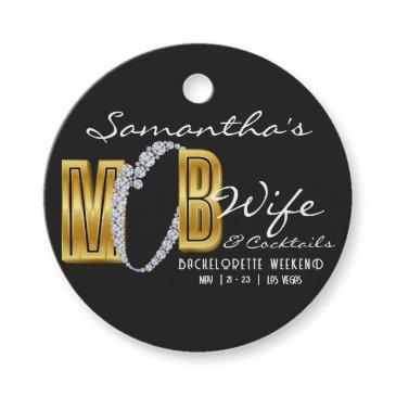 mob wife & cocktails black bach bachelorette party favor tags