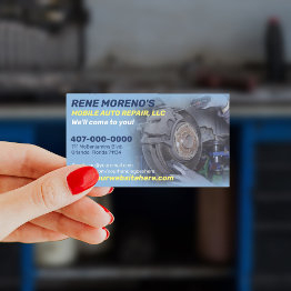 Small Mobile Automobile Car Repair Mechanic 2 Sided Business Invitations Front View
