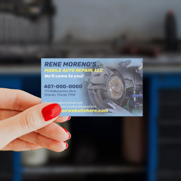 mobile automobile car repair mechanic 2 sided business invitations