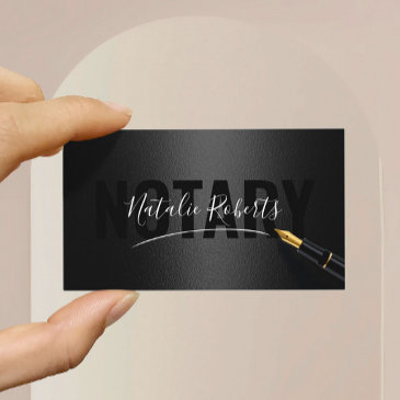 mobile notary service signature black & rose gold business invitations