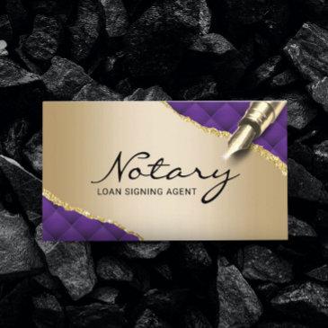 mobile notary signing agent modern purple & gold business invitations