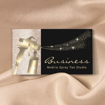 mobile spray tan black & gold airbrush tanning business invitations