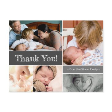 mod grey thank you introducing second baby photos announcement postinvitations