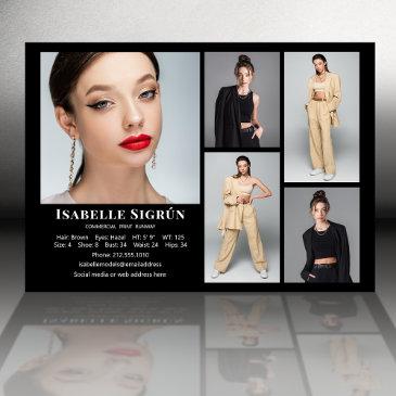 model actor 5 photo comp invitations template black