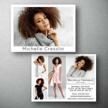 model actor 5 photo two sided comp invitations template