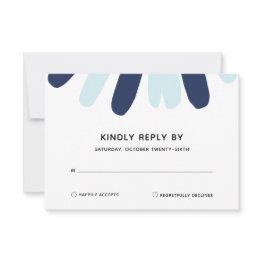 Small Modern Abstract Navy & Light Blue Rsvp Invitations Front View