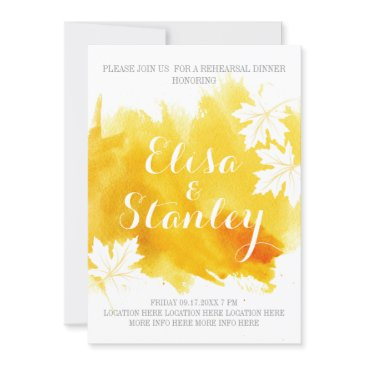 modern abstract watercolor yellow rehearsal dinner invitation