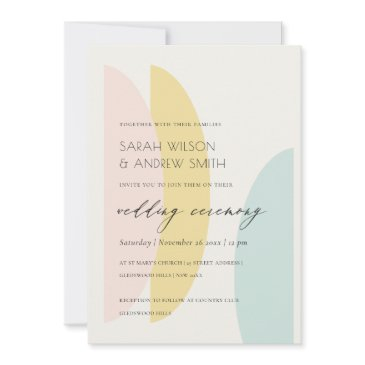 modern abstract yellow blush aqua wedding invite