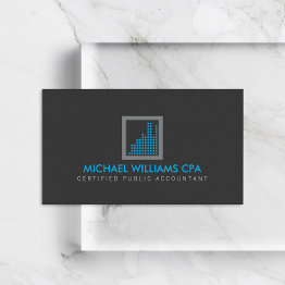 Small Modern Accountant, Financial Logo Blue/dark Gray Business Invitations Front View