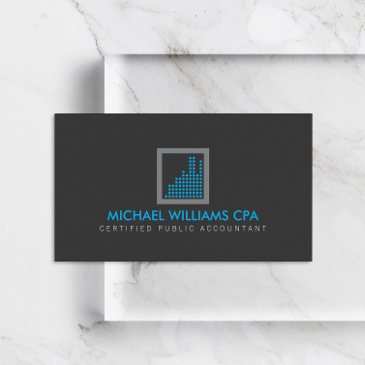 modern accountant, financial logo blue/dark gray business invitations
