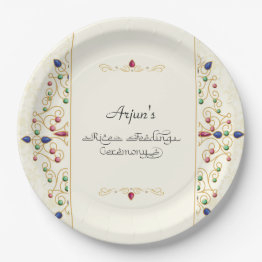 Small Modern Annaprashan First Rice Ceremony Paper Plates Front View