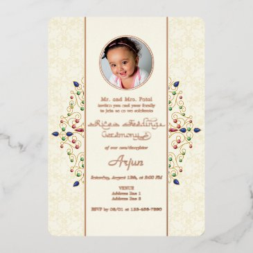 modern annaprashan first rice ceremony photo foil invitation