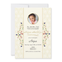 Small Modern Annaprashan First Rice Ceremony Photo Invitation Front View