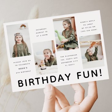 modern any age 4x photo birthday party invitation