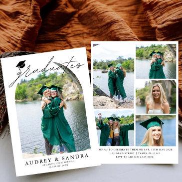 modern arch graduates double graduation party invitation