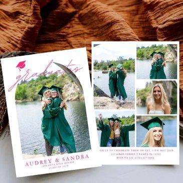 modern arch graduates double graduation party invitation