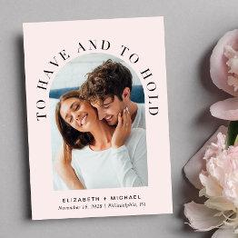 Small Modern Arch Photo Qr Code All In One Pink Wedding Invitation Front View