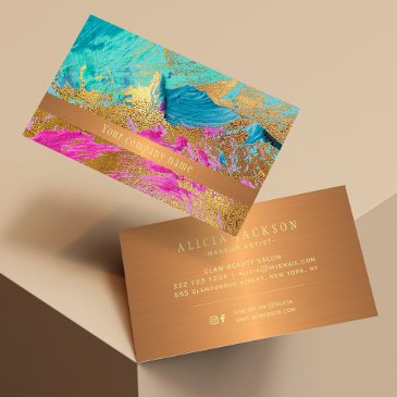 modern art strokes copper gold company name business invitations
