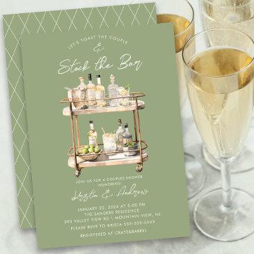 modern bar cart couples shower invitation