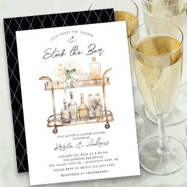 modern bar cart couples shower invitation