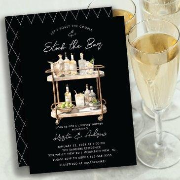 modern bar cart couples shower invitation