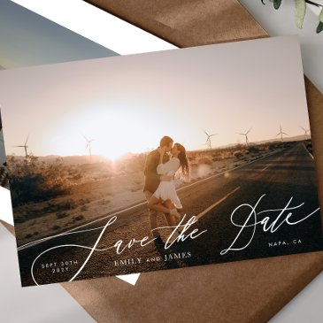 modern black and white qr code photo save the date