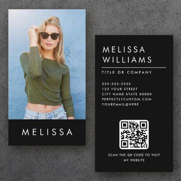 modern black minimalist custom photo qr code business invitations