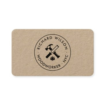 modern black professional carpenter logo kraft business invitations
